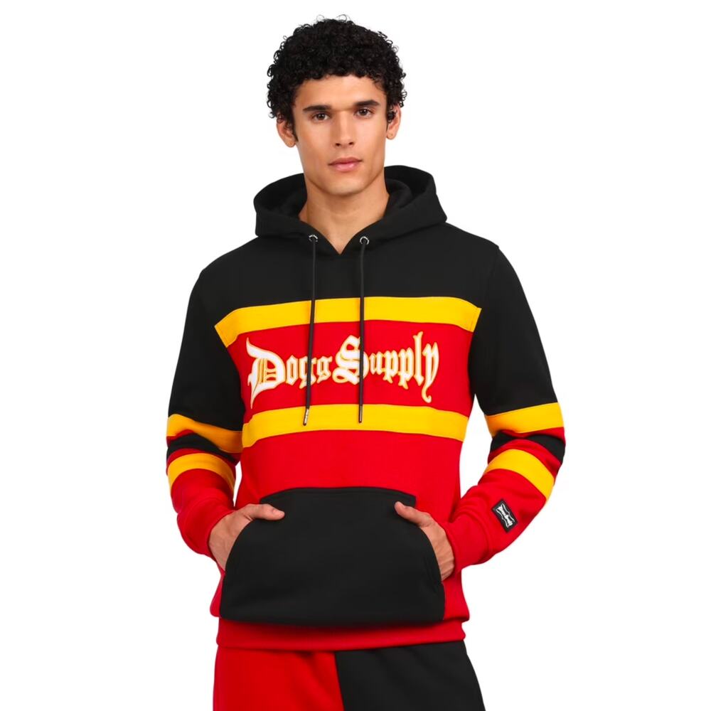Dogg Supply Red & Yellow Color Block Hoodie